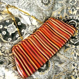 Vintage Pat Vini Handbag with Jeweled Details |  Pink Striped